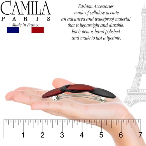 Camila Paris CP2254 French Hair Barrette Clip for Girls, Handmade, Metal Automatic Clasp Strong Hold Grip Hair Clips for Women, No Slip and Durable Styling Girls Hair Accessories, Made in France