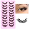 False Lashes Natural Eyelashes Fluffy Lashes D Curl Eyelashes 14mm 3D Volume Wispy Fake Eyelashes Strips Clear Band 10 Pairs Lashes Pack by Calphdiar