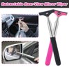 Side Mirror Squeegee, 2 PCS Car Mirror Squeegee, Retractable Car Rearview Mirror Wiper for All Vehicles, Universal Automotive Accessories(Black/Pink)
