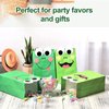 Leinuosen 25 Pcs Frog Party Favor Supplies Set Include Frog Party Paper Bags Candy Gift Bag and Frog Stickers for Kids Animal Lover Cute Cartoon Shower Frog Themed Birthday Party Decorations, Green