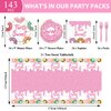 ZOiiWA 143Pcs Two Sweet Birthday Party Decorations Girls Donut tableware Set Sweet Donut 2nd Party Plates Napkins Backdrop Tablecloth Banner Balloons for Baby Girls 2 Years Old Birthday Party Supplies