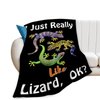 Lizard Blanket Cozy Plush Reptiles Animal Gifts Lovers Throw Blanket Flannel Fleece Ultra Soft Fuzzy Cute Gecko Party Blankets for Adult Kids Boys Girls Women Men 50"X40"
