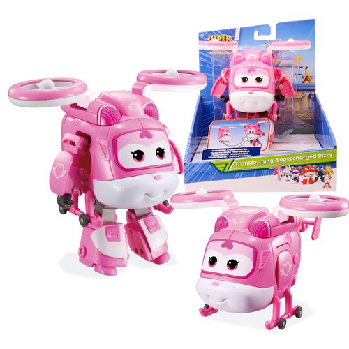 Super Wings Transformer Toys 5" Action Figure Supercharged Tobot Dizzy, 2 in 1 Rescue Bots Transforming Airplane Robot Toys, Educational Toys for Boys and Girls Age 3+, Gifts for Preschool Kids, Dizzy
