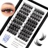 90Pcs 8-18mm Available Grafted Thickness 0.07mm Wide Stem Individual False Eyelashes Dramatic Look Cluster Volume Eye Lashes Extensions (16mm)