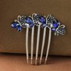 Xerling Rhinestone Hair Comb Hair Accessories for Women Butterfly Crystal Hair Side Comb Blue Hair Piece for Bride Decorative Wedding Hair Jewelry (Blue)