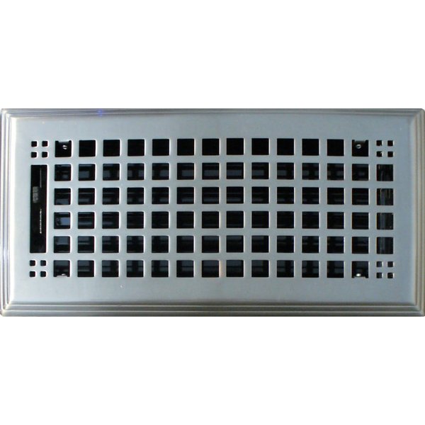 4" x 10" (5.75" x 11.5" Overall) Brushed Nickel Mission Register with Damper (HVAC Vent Cover)