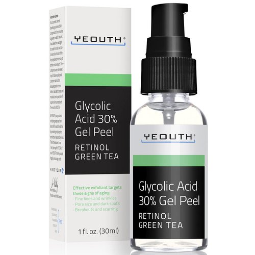 YEOUTH Glycolic Acid Gel Peel for Face - Exfoliatingg Gel for Face - 30% Glycolic Acid Peel - 30% Gel with Retinol & Green Tea - Face Peel Designed to Refresh & Smooth the Appearance of Skin 1oz