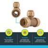 SharkBite 3/4 Inch x 3/4 Inch x 1/2 Inch Reducing Tee, Push To Connect Brass Plumbing Fitting, PEX Pipe, Copper, CPVC, PE-RT, HDPE, U412LFA
