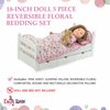 Emily Rose 18 Inch Doll Accessories | USA Business | 18-in Doll 5 PC Bedding Gift Set- Reversible Floral Print | Fits Most 14-18" Doll Beds Cribs & Cradles