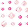 Rose Pink Press on Toenails Short Square Fake Toe Nails with Colorful Swirls Designs Cute Toenail Press ons Summer False Toenails Glossy Full Cover Artificial Stick on Nails for Women 24Pcs