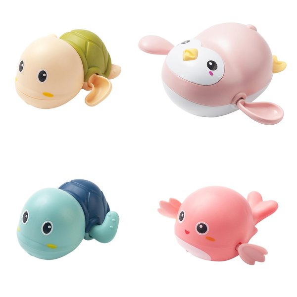 Baby Bath Toys for Toddlers 1-3, 4 Pack Floating Wind-up Swimming Toys for 1-5 Year Old Kids Boy Girls, Bathroom Shower Water Toys Pool Bathtub Toys for Newborn Infant Ages 6 Months Play Turtle Gifts
