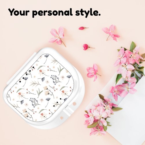 Retainer Cases Cute, Retainer Holder Case 1 Pack, Aligner Case with Colorful Novelty Cute Patterns, Night Guard Case with Floral Patterns (White)