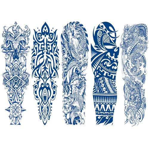 Aresvns Semi Permanent Tattoos for adult, Realistic temporary tattoo sleeve,Full Arm Temporary Tattoos Waterproof & Long-Lasting 2-3 Weeks Christmas Gift Drak blue