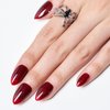 GLAMERMAID Dark Red Press On Nails Short Almond, Christmas Handmade Soft Jelly Gel Nail Tips Deep Burgundy Round Fake Nails, Deep Red Stick Glue on Nails for Women, Reusable Round Oval False Nail Kit