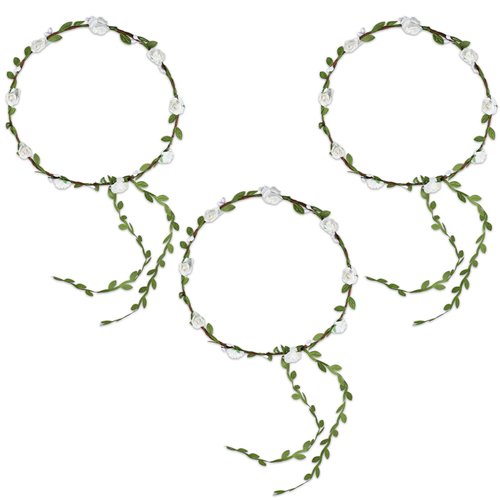 3 Pcs Flower Crown Bridal Headpiece Boho Flower Wreath Artificial Floral Wreath Headband Fairy Floral Garland Photography Props for Wedding Party Festival Ceremony