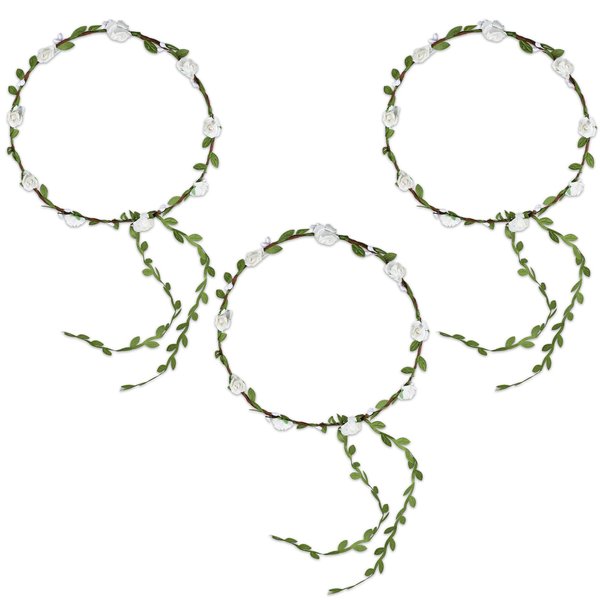 3 Pcs Flower Crown Bridal Headpiece Boho Flower Wreath Artificial Floral Wreath Headband Fairy Floral Garland Photography Props for Wedding Party Festival Ceremony
