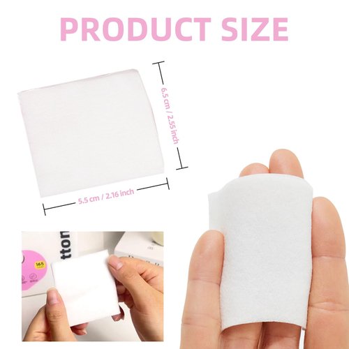 ILLIDI Cotton Squares for Face,165 Count,100% Cotton Pads, Lint-Free,Ideal for Sensitive Skin,Face Cleansing and Makeup Removal