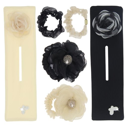 K&Y 6 PCS Elegant Flower Butterfly Lazy Hair Curler Bun Maker For Hair Scrunchies Ponytails Buns Up dos Braids Set Hair Accessories (6pcs mixed color 1)