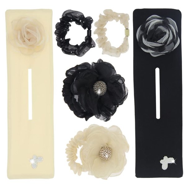 K&Y 6 PCS Elegant Flower Butterfly Lazy Hair Curler Bun Maker For Hair Scrunchies Ponytails Buns Up dos Braids Set Hair Accessories (6pcs mixed color 1)