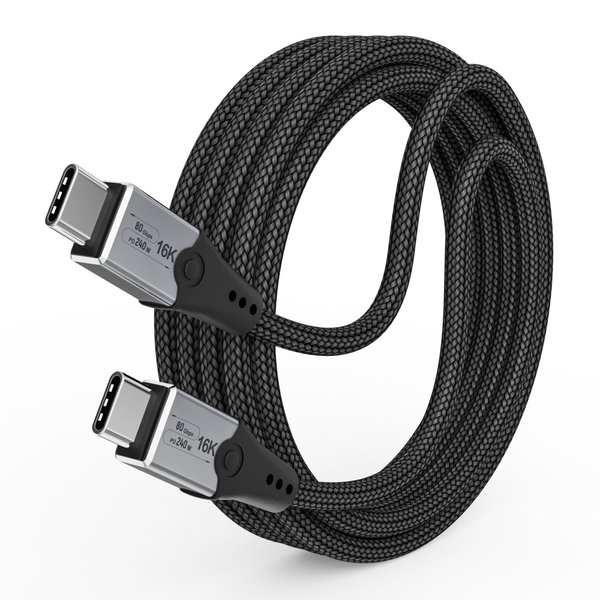 HOTUTUKI 80 Gbps Data Transfer,USB 5 Cable 6.6 ft, Supports 16K/Dual8K HD Display, 240W Charging USB c to USB c Monitor Cable, Compatible with Thunderbolt 5, Thunderbolt 4/3,USB c Cord