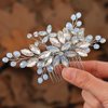 Kisshine Bride Wedding Hair Comb Silver Rhinestone Headpiece Bridal Beads Hair Accessories for Women and Girls