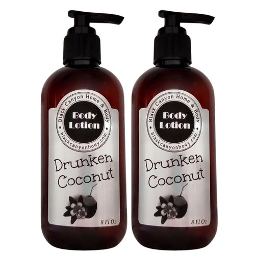Black Canyon Drunken Coconut Scented Luxury Body Lotion with Lanolin and Jojoba Oil, 8 Oz (2 Pack)