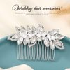 Yean Crystal Bridal Hair Comb Rose Gold Pearl Hair Piece Rhinestone Leaf Wedding Hair Accessories for Bride and Women (Silver)