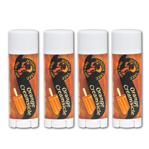 Joshua Tree Organic Lip Balm: 25 Flavor Varieties Made with Beeswax (4-pack, Orange Creamsicle)