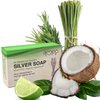 Ameo Life Lemongrass Silver Soap with 30 ppm Silver - Naturally Cleanses the Skin, 4 oz Colloidal Silver Soap Bar for Women and Men