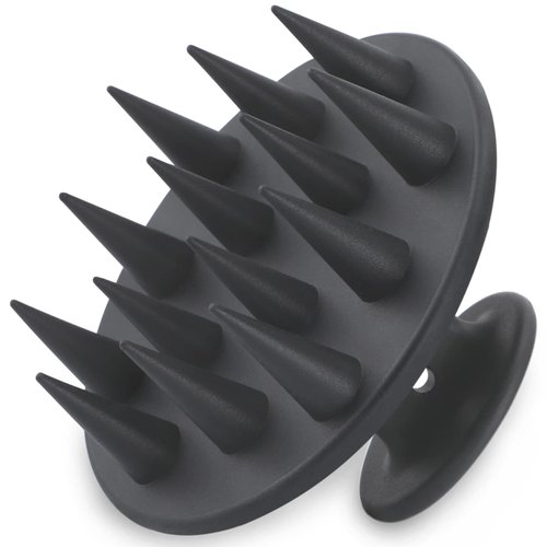 FREATECH Scalp Massager Hair Growth, 100% Silicone Scalp Scrubber Shampoo Brush Hair Massager Scalp Exfoliator Dandruff Comb for Long Thick Curly Hair, Black