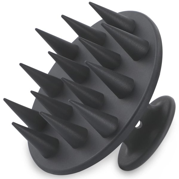 FREATECH Scalp Massager Hair Growth, 100% Silicone Scalp Scrubber Shampoo Brush Hair Massager Scalp Exfoliator Dandruff Comb for Long Thick Curly Hair, Black
