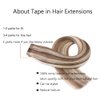 Tape in Extensions Human Hair, Straight Human Hair Extensions, 20Inch 20pcs/pack 50g Chestnut Brown to Blonde Remy Real Hair Extensions Silky Straight Highlight Seamless Glue in Brazilian Human Hair