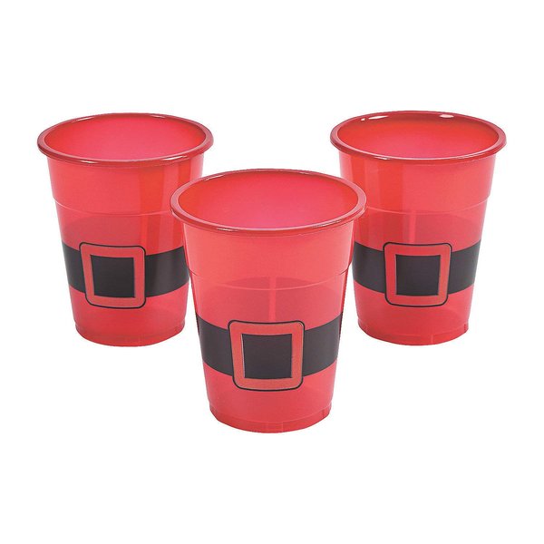 Fun Express Santa Disposable Plastic Cups (50 Cups) Holiday Party Supplies, Drinkware, Favor Cups, Treat Holders, Ugly Christmas Sweater Party Accessories