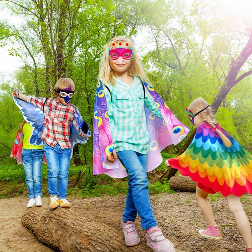 Creatoy Bird-Wings-Costume Kids Dress Up Wings for Play Bird Toys for Boys Girls Eagle Owl Parrot Hawk Pretend Play Bird Party Supplies Halloween Favors