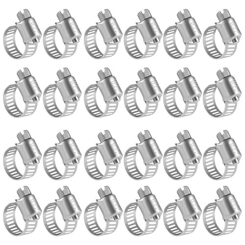 Winlong 1/2'' Stainless Steel Hose Clamps - 24PK Size 4 Small Worm Gear Drive Hose Clamps Clamping Range 1/4 Inch to 5/8 Inch (6mm-16mm) for Automotive Plumbing, 1/4'' Hose Clamps, 1/2'' Hose Clamps