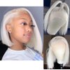 FENJUN HAIR Glueless Wigs Human Hair #60 Grey Icy White Platinum Blonde Bob Wig HD Lace Front Wigs for Women 12 Inch Silky Straight Ash Blonde Bob Hair Cut Pre plucked and Bleached Knots