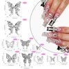 120PCS 3D Butterfly Nail Charms Silver Y2K Nail Gems and Rhinestones Butterfly Rhinestones Nail Jewels for Nail Art Kawaii Nail Charms