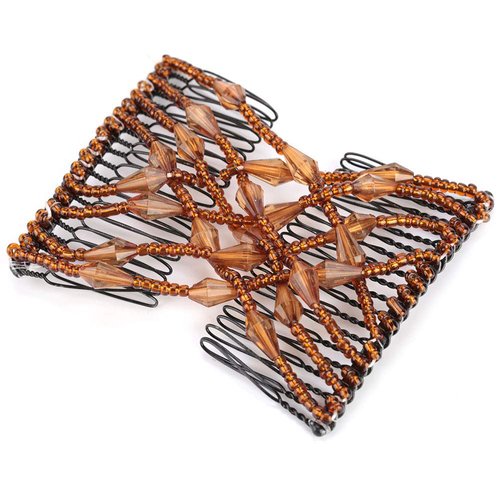 Women Girl Magic Stretchable Hair Clips and Combs with Beads - Easy Elastic Double Clips for Hair...