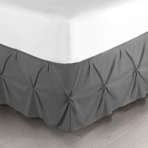Nestl Grey Bed Skirt Queen Size, Pinch Pleat Queen Bed Skirt, 14" Inch Drop Queen Bedskirt, Hotel Quality Grey Bed Skirts, Premium Microfiber Bedskirt for Queen Bed, Grey Queen Bed Skirt