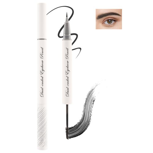 2-in-1 Eyebrow Pencil & Tinted Brow Gel, Black Waterproof Liquid Micro Eyebrow Pencil Long Lasting Tinted Brow Gel, Smudge-proof Thickening Eyebrow Mascara Brow Pen Lift & Snatch Eyebrow Eye Makeup