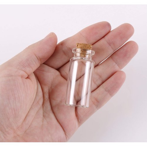 MaxMau 24PCS 10ml Glass Bottles Cork Stoppers DIY Decoration Mini Glass Vials Cork Message Glass Bottle Vial Cork,Small Glass Bottles Jars Corks for Wedding Party Favors