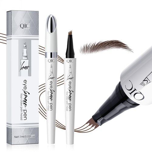 Upgraded Microblading Eyebrow Pen, 4-Fork-Tip Magical Eyebrow Pencil, 3D Natural Hair-Like Brows Makeup, Waterproof & Long-Lasting for All Day, Christmas Gift for Mom Wife or Girlfriend, Dark Brown