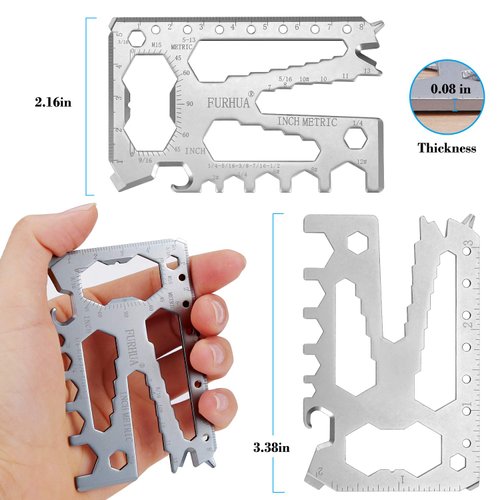 Furhua Multitool Credit Card Sized Pocket Tool, 42-in-1 Wallet Multi Tool Card - Gifts for Dad, Husband, Men - Bottle Opener | Cord Cutter | Screwdriver | Ruler | Scraper etc.