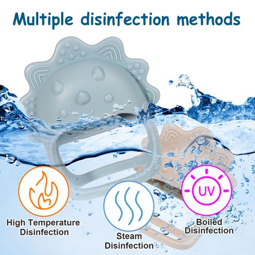 Baby Teether Toy Silicone Chew Toy for Baby, Hand Pacifier for Teething Baby, Easy to Hold Teething Toy (Blue)