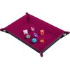 SIQUK Double Sided Dice Tray Folding Rectangle PU Leather and Dark Rose Red Velvet Dice Holder