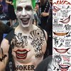 VANTATY 5 Sheets 3D Halloween Joker Temporary Tattoos For Men Women Adults, Clown Damaged Tattoo Joker Costume, Fake Tattoo Stickers Prison Prisoner Inmate Gothic, Halloween Face Tattoo Makeup Kit