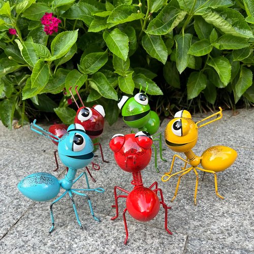 Cruis Cuka Metal Yard Art Cute Ant 5 Pcs Garden Decor for Outside Lawn Ornaments Porch Backyard Wall Sculpture Fence Decorations
