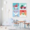 Yijingtop 4 Packs Framed Chrsitmas Paint by Numbers Kit for Kids Ages 8-12,Snowman Easy Acrylic Paint by Number Framed on Canvas,Number Painting Paint by Numbers Kit for Home Wall Decoe 8x8inch