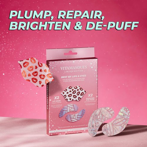 Vitamasques Under Eye Patches & Lip Mask Sheets, Best of Eyes & Lips Set - Eye Patches for Puffy Eyes - Under Eye Masks for Dark Circles and Puffiness