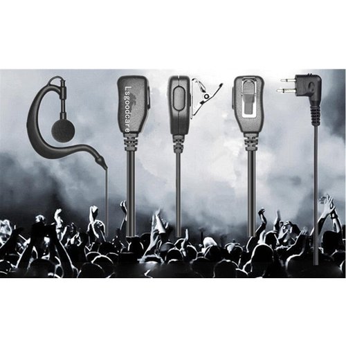 Lsgoodcare 2-Pin Advanced G Shape Police Earpiece Headset PTT with Mic Compatible with Motorola 2 Way Radio CP040 CP200 XTNi DTR VL50 Walkie Talkie Earphone -Pack of 10
